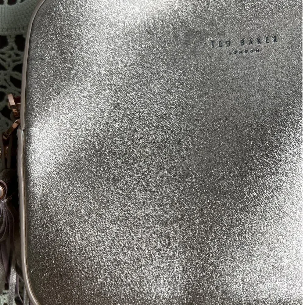 Ted Baker Rose Gold Pearl Embellished Leather Camera Bag